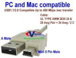 SuperEcable - 15 FT - Mini 5 Pin - USB2.0 Digital Camera (Mini USB B 5 Pin) Cable