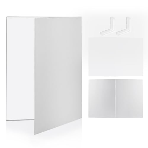 SITTO 2-in-1 Product Photography Backdrops, Flat Lay Photo Boards with 2Pcs Bracket, 17x12 Inch Silver and Bright White Photo Reflector Cardboard for Makeup,Jewelry and Other Small Product - color: White
