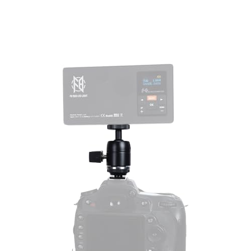 Mini Ball Head Hot Shoe Adapter, 360° Swivel 1/4" Thread Camera Mount for DSLR, Tripod, Monitor, LED Video Light & Microphone, Heavy Duty Metal Cold Shoe Bracket for Vlog & YouTube.