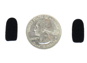 CM212 Mini Lavalier (tiny!) Black Foam Microphone Windscreens (Microphone Covers) 2-Pack Compatible with Countryman E6 and other Headset/Lapel Mics - color: Black