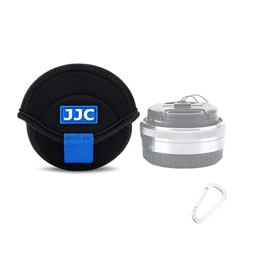 JJC Water Resistant Neoprene Camera Lens Pouch Case, Fold-Over Lens Bag for Mirrorless Lenses Up to 2.4 x 1.6 (D X H) for Canon EF-M 22mm f/2, Sony E PZ 16-50mm f/3.5-5.6, Fujifilm XF27 f/2.8 etc. - size: 2.4 x 1.6"