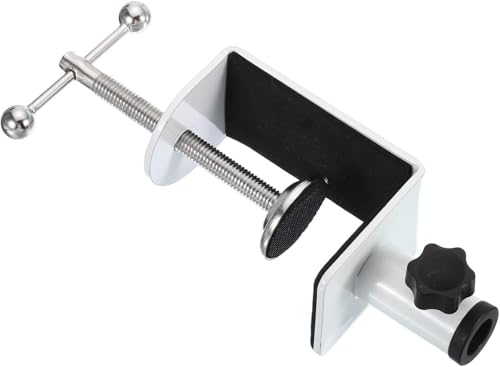 Desk C-Clamp with 1/2" Thread Hole, C Clamp for Microphone Stand, Adjustable Metal Table Clamp on Desk Lamp, Black Desk Lamp Clamp for Swing Arm Magnifying (4, white) - color: White