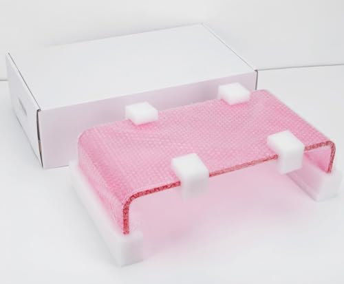 Acrylic Monitor Stand Riser Pink Laptop Stand Riser L15 xW7.5 xH4 | PC Holder,Compatible with All Notebooks and Monitor, Decoration for Office & Home,Pink Aesthetic Design,Office Supplies - size: 15''-Pink