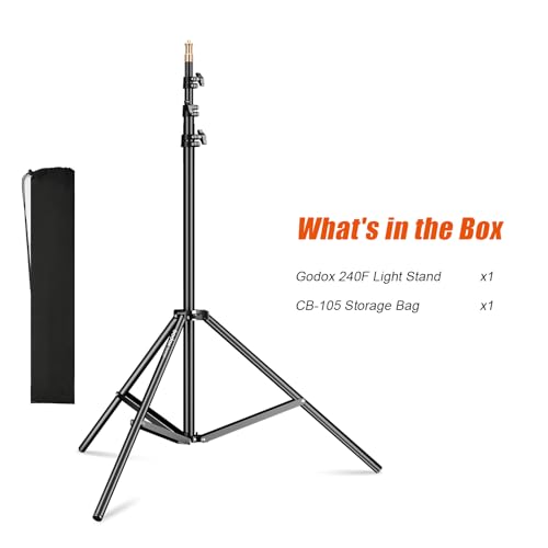 Godox Light Stand 240CM/94 in Photography Light Stand Heavy Duty with 1/4” Universal Screw Carry Bag Portable for Photography Studio Portrait Shooting - size: 94.5in