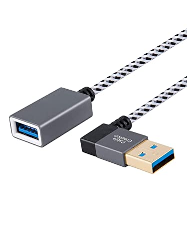 CableCreation [2-Pack Short USB 3.0 Extension Cable Right Angle, 1FT Male to Female Extender Cord for Flash Drives, Keyboard, Scanners, PlayStation, 0.3m, Space Grey - size: 1FT-2Pack, style: Right Angle