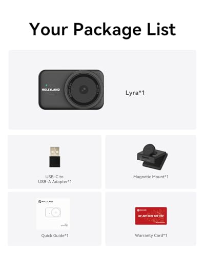 Hollyland Lyra Webcam UHD 4K Webcam for PC, 1/1.5" Sensor, Auto Framing, PDAF, Control for Live Streaming, Video Calls, Gaming, Works with Zoom, Teams, Twitch & More - style: Solo