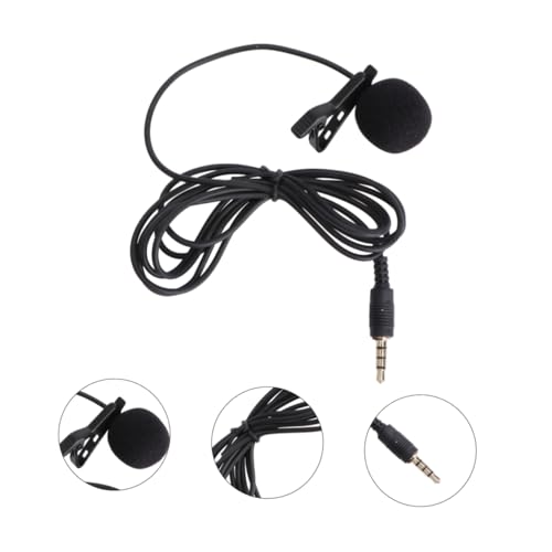 Hemoton Mini Lavalier Microphone for Mobile Phones Clip Condenser Mic for Laptops and Cameras Portable Design Rotary Clip for Video Calls and Recording Black