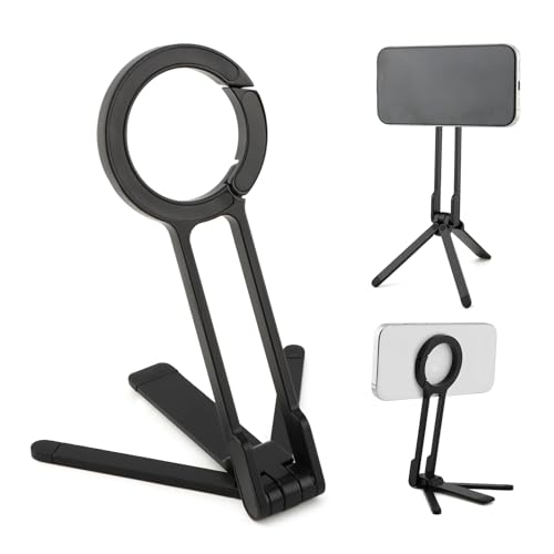 Magnetic Phone Tripod Foldable Aluminum Mini Tripod for i-Phones, Magnetic Pocket Phone Tripods Quick Mount Compatible with Mag-Safe for i-Phones 17/16/15/14/13/12