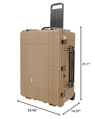 Eylar 31.5" X-Large Protective Roller Hard Case for Cameras, Drones, Tools, and AV Equipment with IP67 Waterproof, Shock Resistant, and Customizable Foam Inserts (Tan FDE) - color: Tan