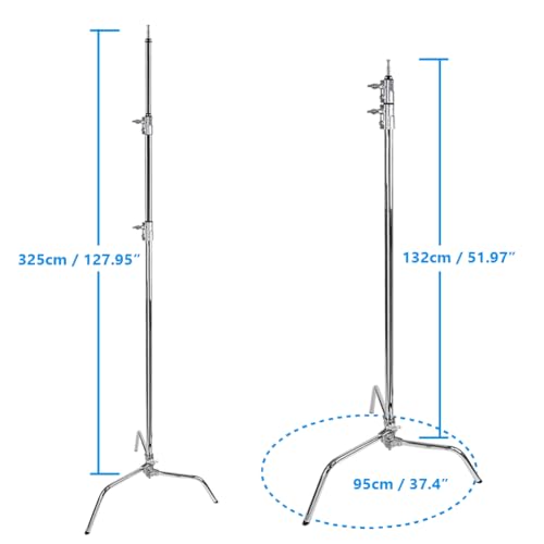 Kupo 40" C-Stand Sliding Leg Professional Grip Stand for Photography and Video Lighting, with Adjustable Uneven Terrain Leveling Leg, and Industry Standard C-Stand Hardware, Silver (KS703512) - color: Silver, style: 40" Sliding Leg