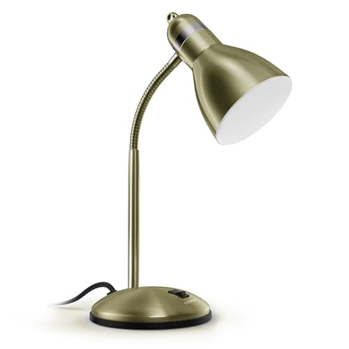 LEPOWER Metal Desk Lamp, Adjustable Goose Neck Table Lamp, Eye-Caring Study Desk Lamps for Bedroom, Study Room and Office (Bronze) | Compact & Sturdy, Space-Saving for Bedside & Dorm, E26 Table Lamp, Eye-Caring, Ldeal for Study, Office, Back to School - c