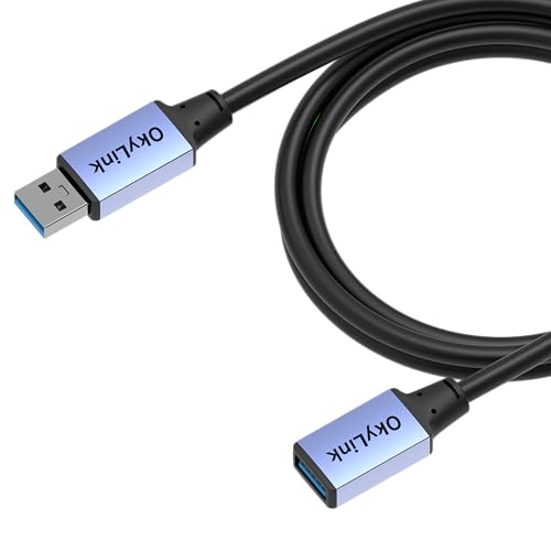 OkyLink USB 3.0/3.2 Gen 1 Extension CableA to A, Male to Female 5Gbps 5ft | 1.5m, with Aluminum Housing, Plug and Play,for Hard Drive, SSD, Printer, PC - color: USB3.0(5Gbps), size: 5ft (1.5m)