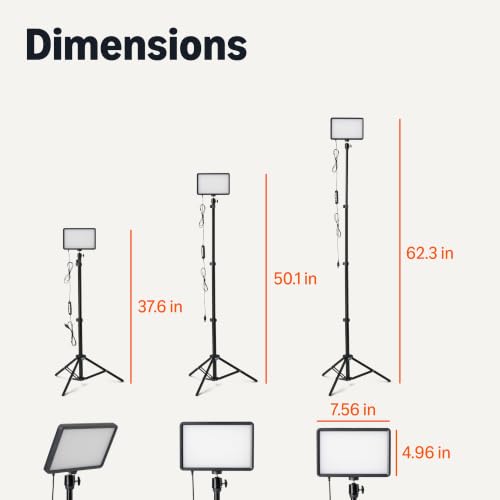 Amazon Basics 2-Pack Dimmable LED Video Light with 62.3-Inch Adjustable Tripod, RGB Modes, 360° Gimbal, USB-Powered, for Streaming, Content Creation