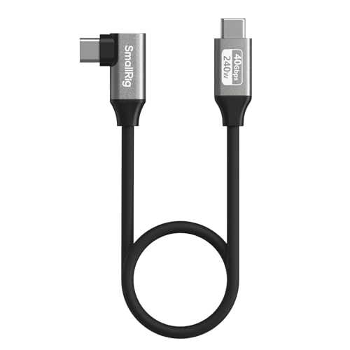 SMALLRIG USB4 40Gbps USB-C Cable, 240W Fast Charging & 8K@60Hz Video & 40Gbps Data Transfer, 35cm/13.8in Straight to Angled Connectors with Cable Tie, for MacBook for iPad Pro for iPhone - 5075 - size: 13.8 in (35 cm), style: Straight to Angled