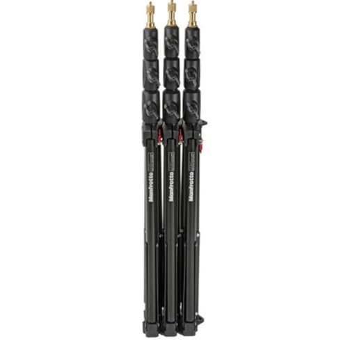 Manfrotto 1051BAC-3 6-Feet 9-Inches Alu Mini Compact Stand AC with 4 Section and 3 Risers, 3-Pack (Black)