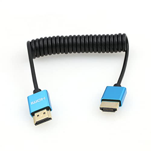 8K HDMI to HDMI 2.1 Ultra High-Speed Braided Coiled Cable for Sony A7III a7s3 A7RV FX6,Z Cam E2 S6 - color: Blue Coiled Cable, size: HDMI-HDMI