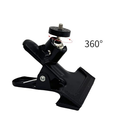 Universal Camera Clamp Mount with 360-Degree Swivel Head, 1/4 Inch Screw, Black (1 Pack)