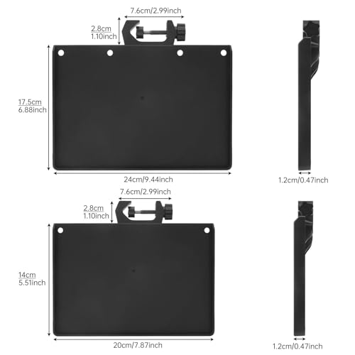 2Pcs Mic Stand Tray, Clamp-on Shelf for Recording Karaoke Live Streaming | 9.4"x6.8" & 7.9"x5.5" . Max load 1.5kg. Tool-free . Fits tripod stand,music stand.Holds mixer, sheet, phone, water bottle. - size: 9.4"*6.8"+7.9"*5.5"