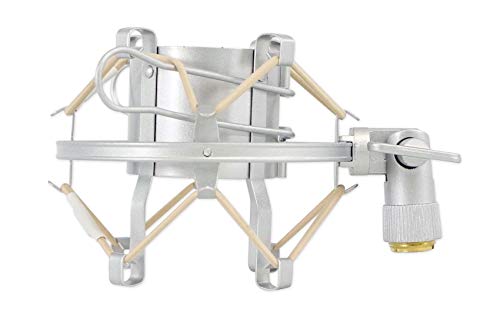 Rockville Dms40 Bundle: 40 In Microphone Boom Arm Studio Podcast USB Mic Stand With Desk Clamp, Rockshock Silver Studio Condenser Mic Metal Shock Mount With Foam, 2-Items