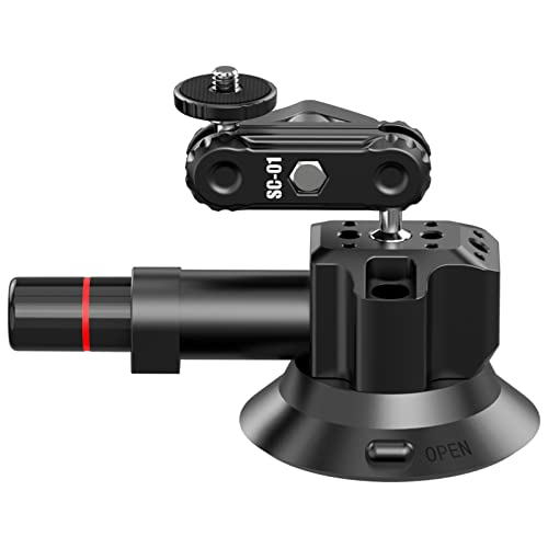 UURig SC-01 Suction Mount 3" for Vlogging Camera Car with Smartphone Clamp | Compatible with DJI OSMO Pocket 3/Pocket 4/Pocket 4 Pro/Luna/OSMO 360/Insta 360 x5/Xtra Muse/iPhone 17 16 15, 1/4" Magic Arm - size: 3" SC-01 Suction Mount