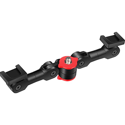ChromLives Dual Cold Shoe Mount Universal Cold Shoe Adapter with 1/4" Thread Holes Rotatable Camera Shoe Extension Bracket for Microphone,Led Light