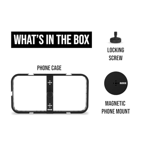 RØDE Phone Cage Magnetic Mobile Filmmaking Cage with 1/4-inch and 3/8-inch Threads and Cold Shoe Mounting Slots (MagSafe Compatible)