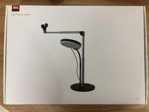 Mistriddle Aluminum Magnetic Telescopic Overhead Phone Stand with USB Light | Heavy Duty 9.2–29in Adjustable Desk Mount with Round Fill Light, Magnetic Rings, Weighted Base, Perfect for Creators