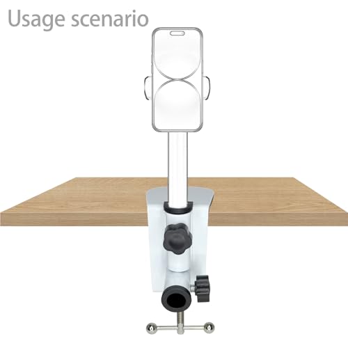 Desk C-Clamps with 2 Pieces 1/2" Thread Hole, 2 Pack Adjustable Metal Clamps on Table Stand, White Desk Light Clamp Holder for Swing Arm Magnifying Desk Lamp Microphone Camera - color: White