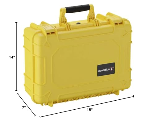 Condition 1 18" Medium Waterproof Hard Case with Foam, Model 801, Portable Protective Storage, Box for Travel, Tactical Gear, Made in USA, 18.36"x13.70"x 7.03" Yellow - color: Yellow