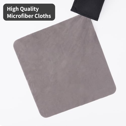 Reusable Microfiber Glasses Cleaner Cleaning Cloth Wipes with Pouch BK,4Pcs | Portable Pouch Keychain for Eyeglass Lens Sunglasses Jewelry Electronics and Screen