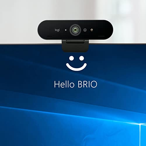 Logitech Brio 4K Webcam, Ultra 4K HD Video Calling, Noise-Canceling mic, HD Auto Light Correction, Wide Field of View, Works with Microsoft Teams, Zoom, Google Voice, PC/Mac/Laptop/MacBook/Tablet