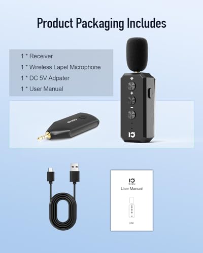 SHIDU Wireless Microphone Headset 2.4G Wireless lavalier Mics System with 3.5MM Plug for Voice Amplifier, Speakers, PA System Teacher, Tour Guides, Fitness Instructor
