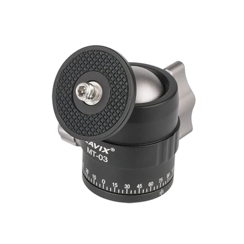 CAVIX MT-03 Camera Panoramic Tripod Head Small Ball Head with Arca Swiss Quick Release Plate Bubble Level Load Capacity 11 lbs/5 kg, for DSLR/Mirrorless Camera Tripod, Travel & Landscape Photography - size: Ball Dia. 25mm