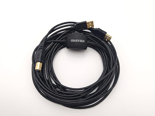 2 in 1 Printer Cable Splitter, USB B to Dual USB A Cord for Two Computers Sharing One Printer/Scanner, with Manual Toggle Switch (4.5M/14.7FT)