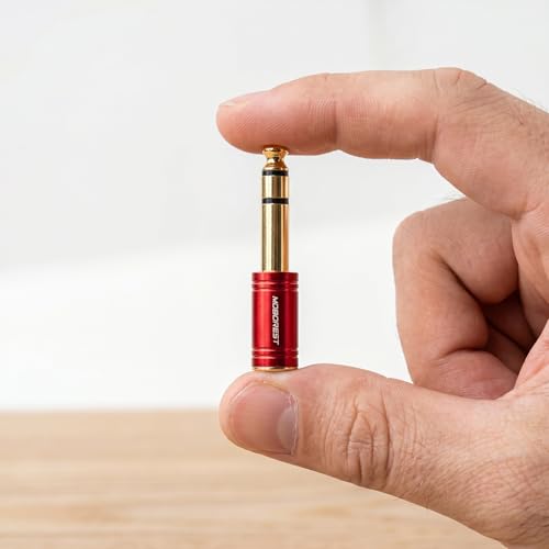 MOBOREST 1/4 to 3.5mm Headphone Adapter, 6.35mm Male to 1/8 Female Stereo Audio Jack Cable for Amp, Guitar, Piano, Mixer, Speaker, 2-Pack (Red & Blue) - color: 1RED+1BLUE
