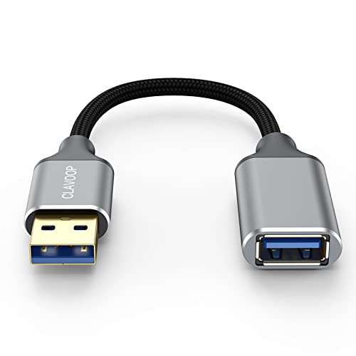 Short USB Extension Cable 6 inch 2 Pack, USB A 3.0 Extender Male to Female Cord Braided Compatible with Flash Drive, Printer, Camera, Mouse, Keyboard, Headset, Phone - size: 0.5FT