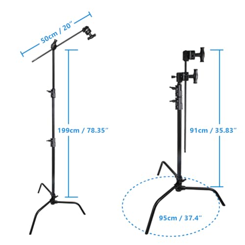Kupo 20" C-Stand Sliding Leg Kit - Includes 20" Grip Arm with Hex Stud, Two 2.5" Grip Heads for Photography and Video Lighting Applications, Adjustable Uneven Terrain Leveling Leg, Black (KS703811) - color: Black, style: 20" Sliding Leg Kit