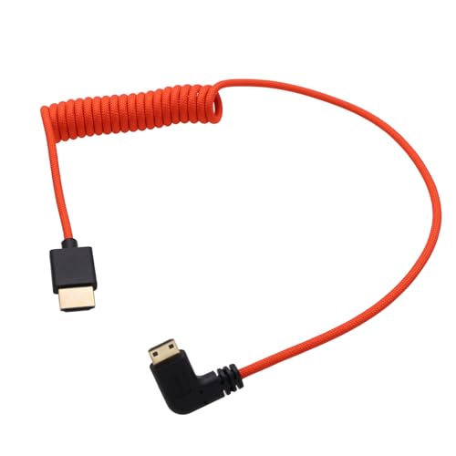 Mini HDMI to HDMI 8K 4K60p Cable for Canon EOS R RP XA70 6D Mark II 5D Mark IV Camera ATOMOS Ninja V SmallHD Ultra Monitor, Rigth Angle Type A C HDMI 2.1 Red 50cm