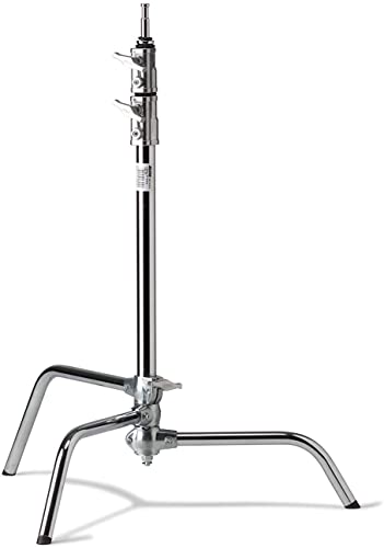 Kupo 20" C-Stand Sliding Leg Professional Grip Stand for Photography and Video Lighting, with Adjustable Leveling Leg for Uneven Terrain, Steel Risers, and Standard C-Stand Hardware, Silver (KS703312) - color: Silver, style: 20" Sliding Leg