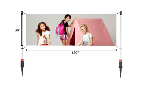 Adjustable Banner Pole Holder with Stake Outdoor Horizontal Banner Post Stand for 10'W X 3'H Banner,Advertising Displays Stand Yard Sign Displays with Carrying Bag (Hardware only)