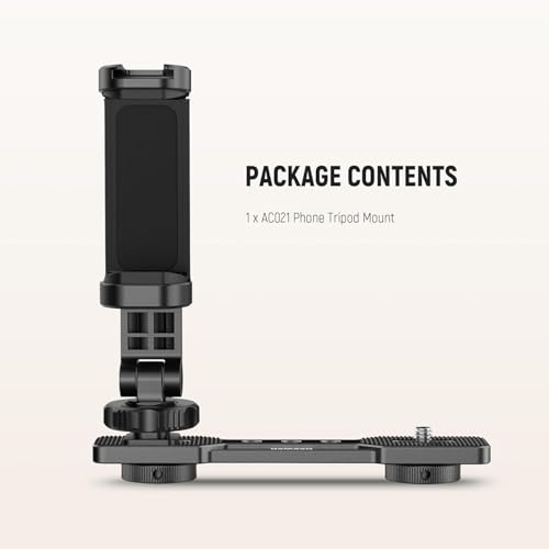 NEEWER Phone Holder Mount Compatible with DJI Osmo Pocket 4 & Pocket 3, Accessories Expansion Cell Phone Mount with 1/4" Threads for Tripod/Extension Rod, Cold Shoe for Mini Video Light, Mic, AC021 - style: AC021