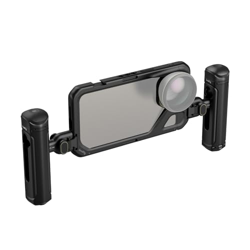 SmallRig Dual Handheld Phone Cage Kit for iPhone 15 Pro Max, Mobile Video Rig Cage Kit with Wireless Quick Release Dual Handles for Video Recording/YouTube/Live Streaming/Vlog