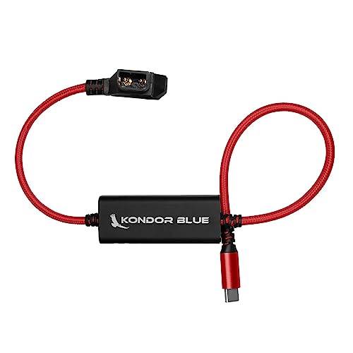 KONDOR BLUE | 16 Inch D-Tap to USB-C PD Power Delivery Cable, 2-Way | 65W Fast Charge, 5V 9V 12V PD, Smart D-Tap Reverse Polarity Protection for Mirrorless Cameras and Camera Rigs | Red - color: Red