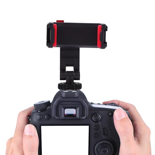 Hot Shoe Phone Clamp and Rotating Phone Holder Adapter for Tripod, Plastic Camera Mount Compatible with DSLR Hot Shoe, Selfie and Vlogging Accessory for Smartphone Photography