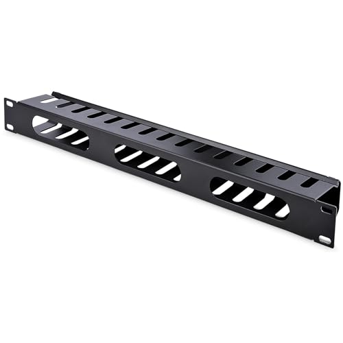 StarTech.com Horizontal 1U Server Rack Cable Management Finger Duct w/ Cover - 19" Network Rack Wire Duct Raceway Panel - Slotted Wire Duct (CMDUCT1UX) - style: 1U | Horizontal