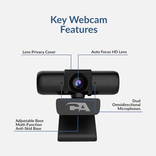 Cyber Acoustics CA Essential Super HD Webcam (WC-3000) USB Webcam, 5MP Super HD Video up to 2592x1944 at 30fps, Autofocus & Light Correction, Dual Omnidirectional Mics - size: WC-3000