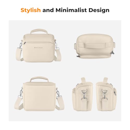 K&F CONCEPT Camera Sling Bag Small Crossbody Camera Case DSLR/SLR/Cute Compact Shoulder Photography Bags for Photographers-Beige - color: 03-Beige