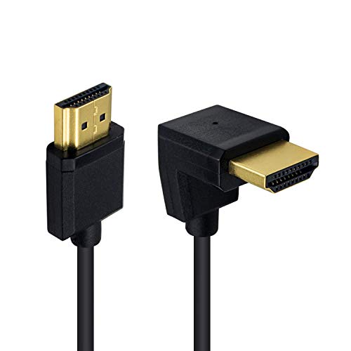 Duttek 4K Short HDMI Cable, Extreme Thin UP Angled HDMI Male to Male Coiled Cable for 3D and 4K Ultra HD TV Stick HDMI 2.0 Cord Extension Converter (1.2M/4FT) - size: Up Angled Male to Male 4FT/1.2M
