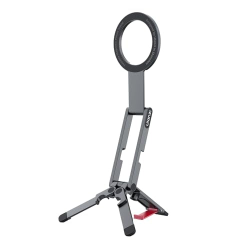 Ulanzi MA62 Magnetic Phone Tripod for MagSafe, Aluminum Pocket Tripod with Hidden Hook & 1/4" Screw Hole, Foldable Magnetic Phone Stand for iPhone 17/16/15/14 Pro Max, Travel & Vlog Daily Essentials