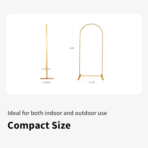 Quick Assembly Aluminum Alloy Arch Backdrop Stand, Lightweight & Sturdy for Weddings, Baby Showers & Birthday Parties, 6FT x 2.7FT Balloon Frame with Elastic Cord Design